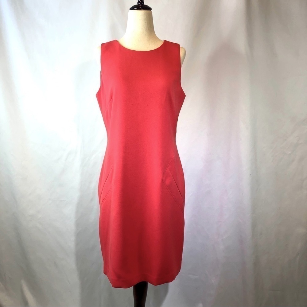 Vince Camuto coral sheath dress POCKETS Size 6